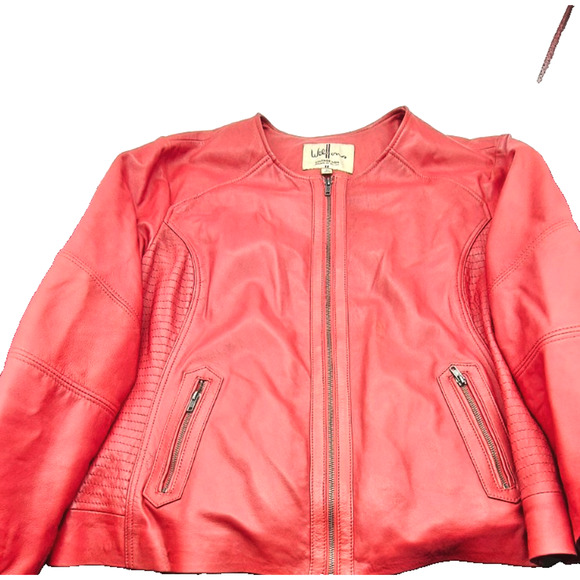 VTG Wilsons Leather Jacket Red Women's Size 3X Zip Front Zip Pocket & Sleeves - Picture 5 of 13